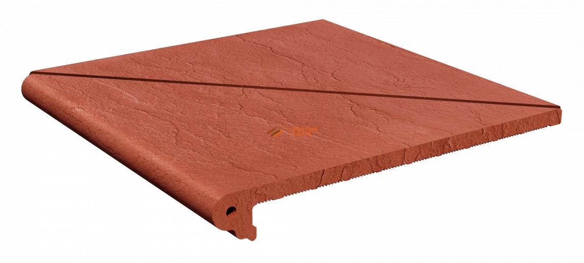  Угловая клинкерная ступень   Вишня  330×330×14 мм